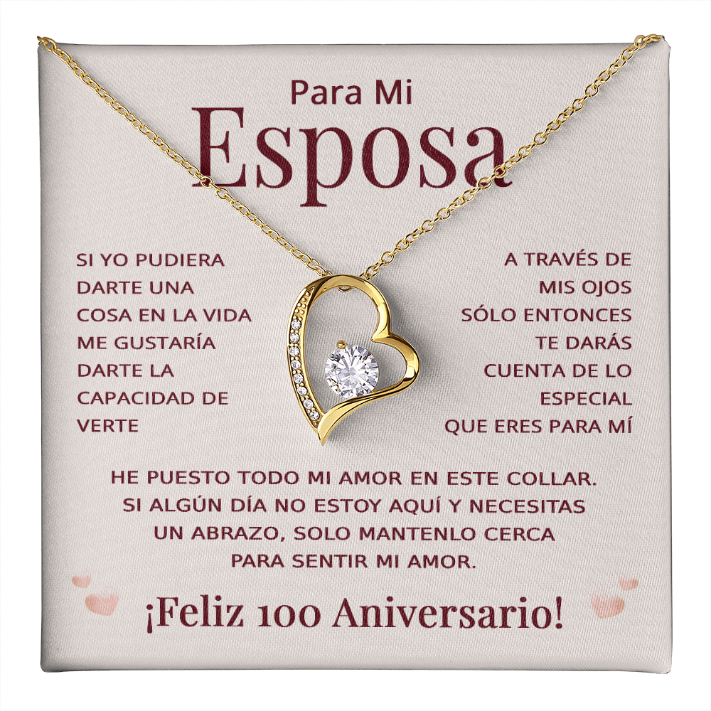 Regalo 100 Aniversario para Esposa - Collar Amor Eterno - To My Wife Necklace in Spanish
