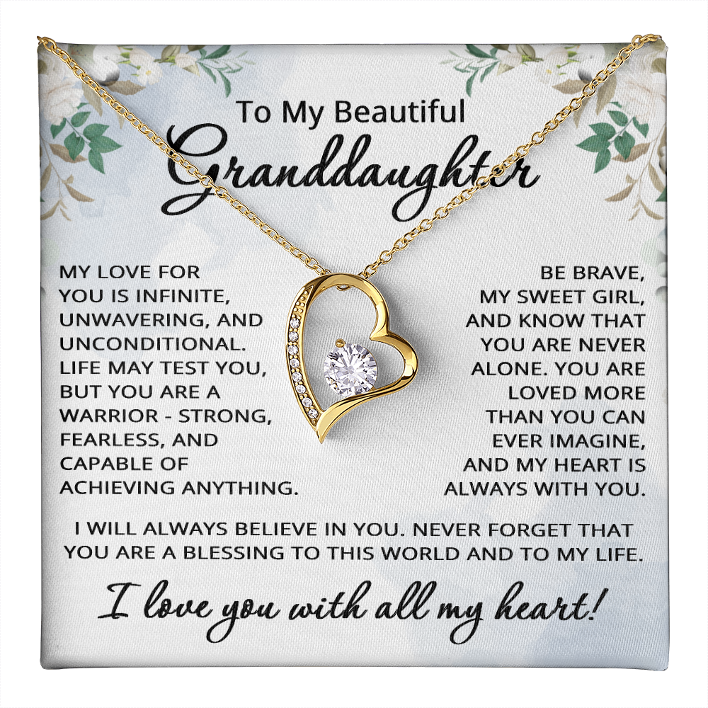 To My Granddaughter Necklace from Grandpa Grandma Grandparents Granddaughter Gift for Christmas Birthday Graduation Beautiful Strong Brave Fearless Graduate from Grandmother Grandfather