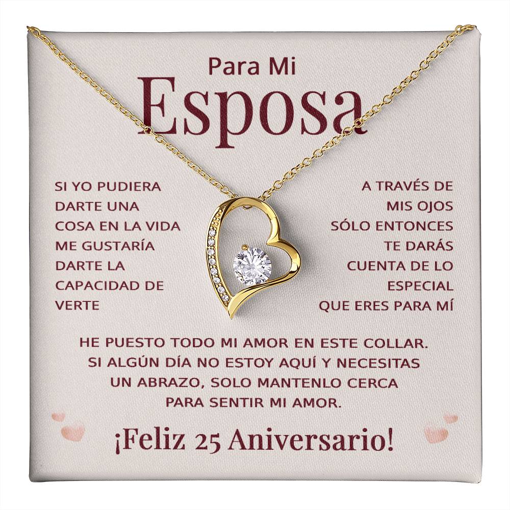 Regalo 25 Aniversario para Esposa - Collar Amor Eterno - Bodas de Plata - To My Wife Necklace in Spanish