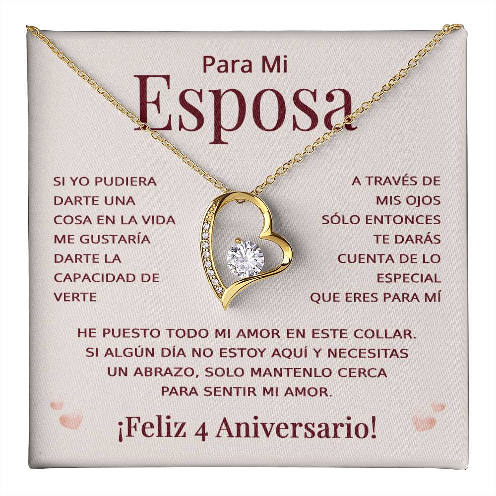 Regalo 4 Aniversario para Esposa - Collar Amor Eterno - To My Wife Necklace in Spanish
