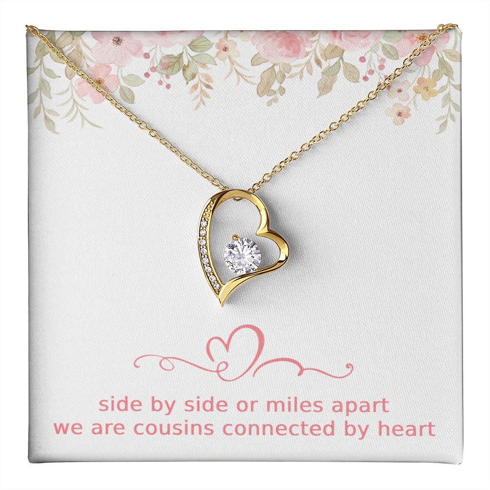 Cousins Gift Cousin Birthday Gift Cousin Christmas Gift Cousin Necklace Side by Side or Miles Apart We are Cousins Connected By Heart Love Pendant
