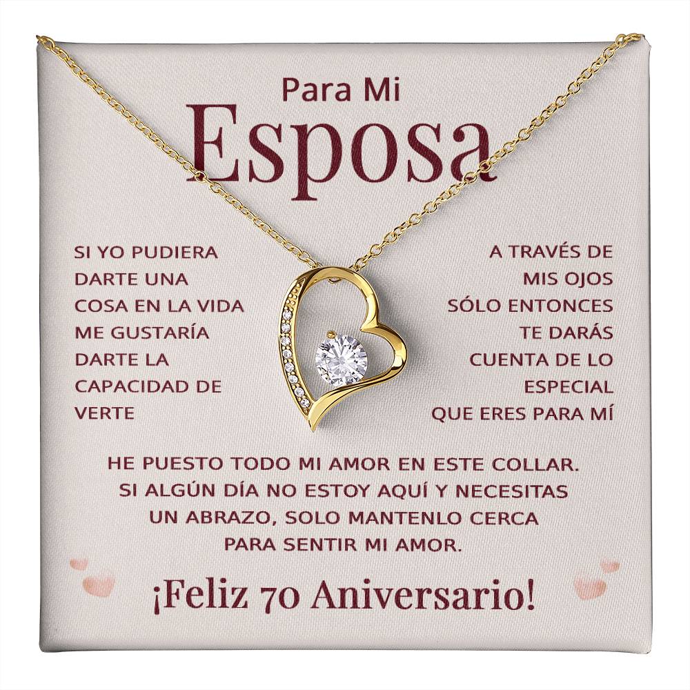 Regalo 70 Aniversario para Esposa - Collar Amor Eterno - Bodas de Platino - To My Wife Necklace in Spanish