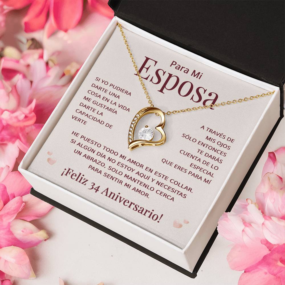 Regalo 34 Aniversario para Esposa - Collar Amor Eterno - To My Wife Necklace in Spanish