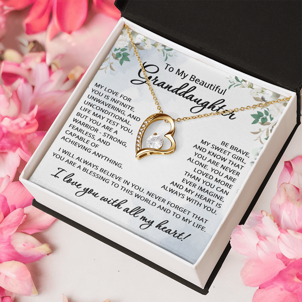 To My Granddaughter Necklace from Grandpa Grandma Grandparents Granddaughter Gift for Christmas Birthday Graduation Beautiful Strong Brave Fearless Graduate from Grandmother Grandfather
