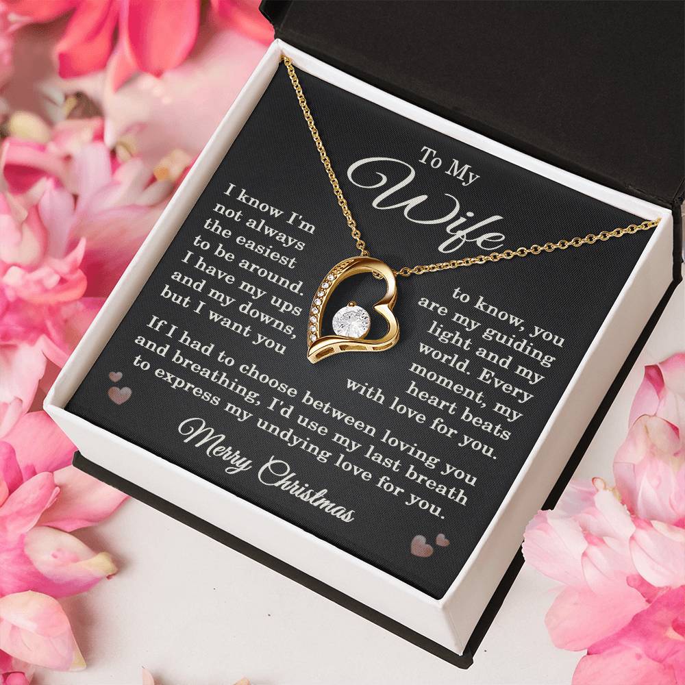 Wife Christmas Necklace for Wife from Husband To My Wife Gift Merry Christmas Jewelry for Her Women Forever Love Pendant