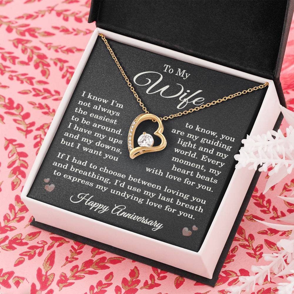 Wife Anniversary Necklace for Wife from Husband To My Wife Happy Anniversary Jewelry for Her Women Forever Love Pendant