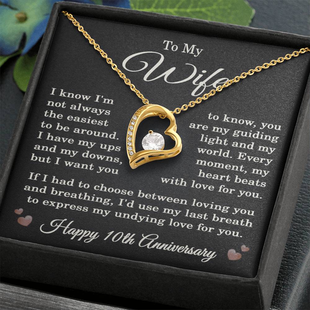 10th Anniversary Necklace for Wife from Husband 10 Years Anniversary Jewelry for Her Women Forever Love Pendant