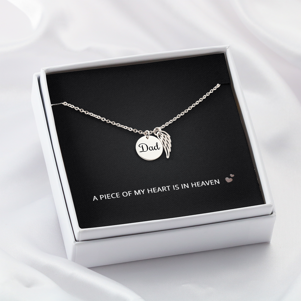 Dad Memorial Necklace for Sister Loss of Father Jewelry A Piece Heart in Heaven Necklace Dad Bereavement Gift for Daughter