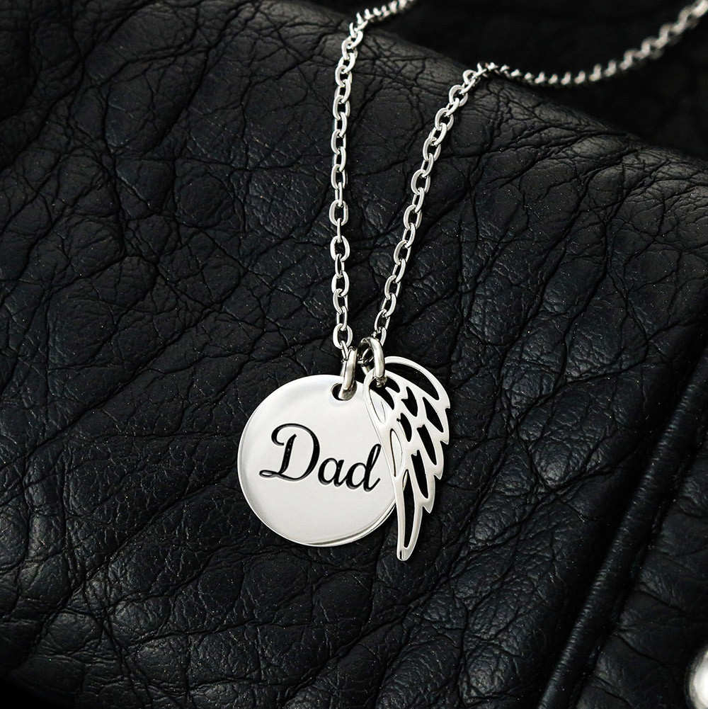 Dad Memorial Necklace for Sister Bereavement Gift for Daughter Angel Wing Dad Necklace In Memory of Dad Jewelry