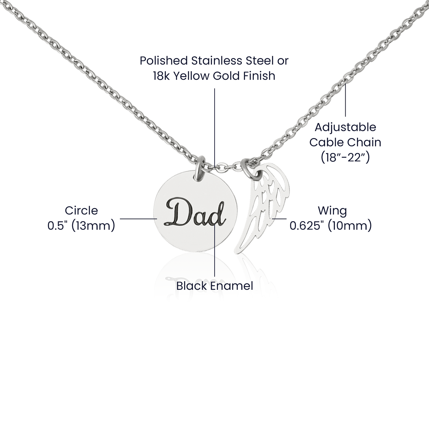 Dad Memorial Necklace for Sister Bereavement Gift for Daughter Angel Wing Dad Necklace In Memory of Dad Jewelry