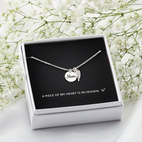 Load image into Gallery viewer, Mom Memorial Necklace, Angel Wing Pendant Bereavement Gift, A Piece of My Heart is in Heaven
