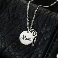 Load image into Gallery viewer, Mom Memorial Necklace, Angel Wing Pendant Bereavement Gift, A Piece of My Heart is in Heaven
