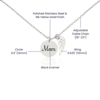 Load image into Gallery viewer, Mom Memorial Necklace, Angel Wing Pendant Bereavement Gift, A Piece of My Heart is in Heaven
