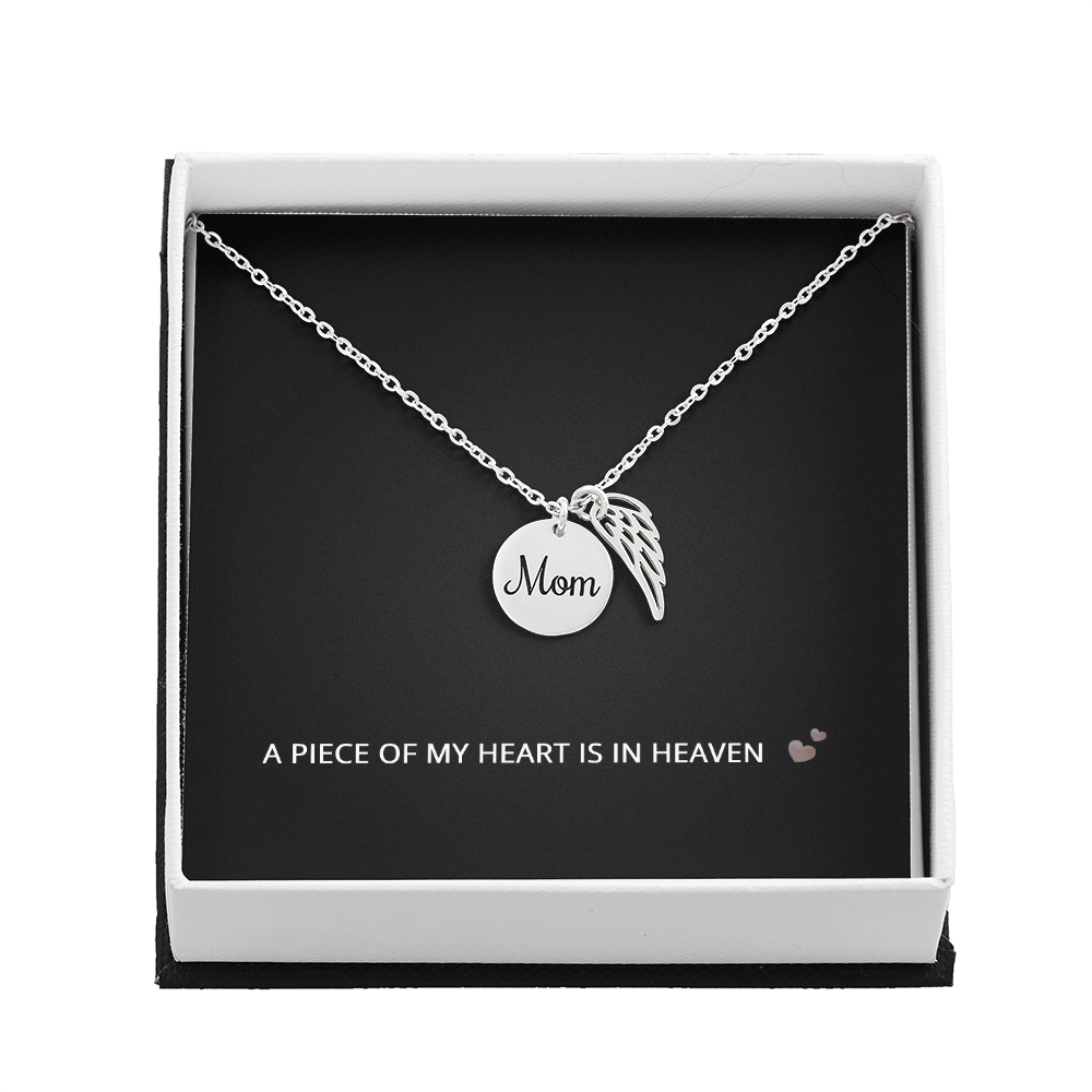 Loss of Mother Necklace – Bereavement Gift for Sister or Daughter – A Piece of My Heart Is in Heaven Memorial Jewelry