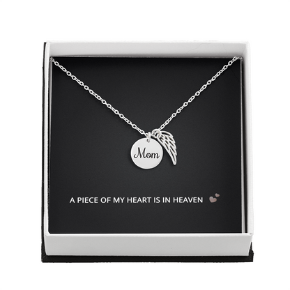 Loss of Mother Necklace – Bereavement Gift for Sister or Daughter – A Piece of My Heart Is in Heaven Memorial Jewelry