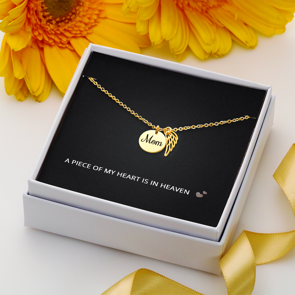 Loss of Mother Necklace – Bereavement Gift for Sister or Daughter – A Piece of My Heart Is in Heaven Memorial Jewelry