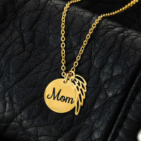 Load image into Gallery viewer, Mom Memorial Necklace, Angel Wing Pendant Bereavement Gift, A Piece of My Heart is in Heaven
