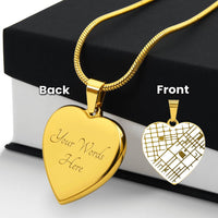 Load image into Gallery viewer, Custom Heart Map Necklace - Personalized Engraved Location Pendant - Wedding Gift for Bride or Anniversary Keepsake

