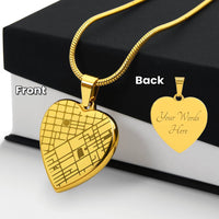 Load image into Gallery viewer, Custom Heart Map Necklace - Personalized Engraved Location Pendant - Wedding Gift for Bride or Anniversary Keepsake

