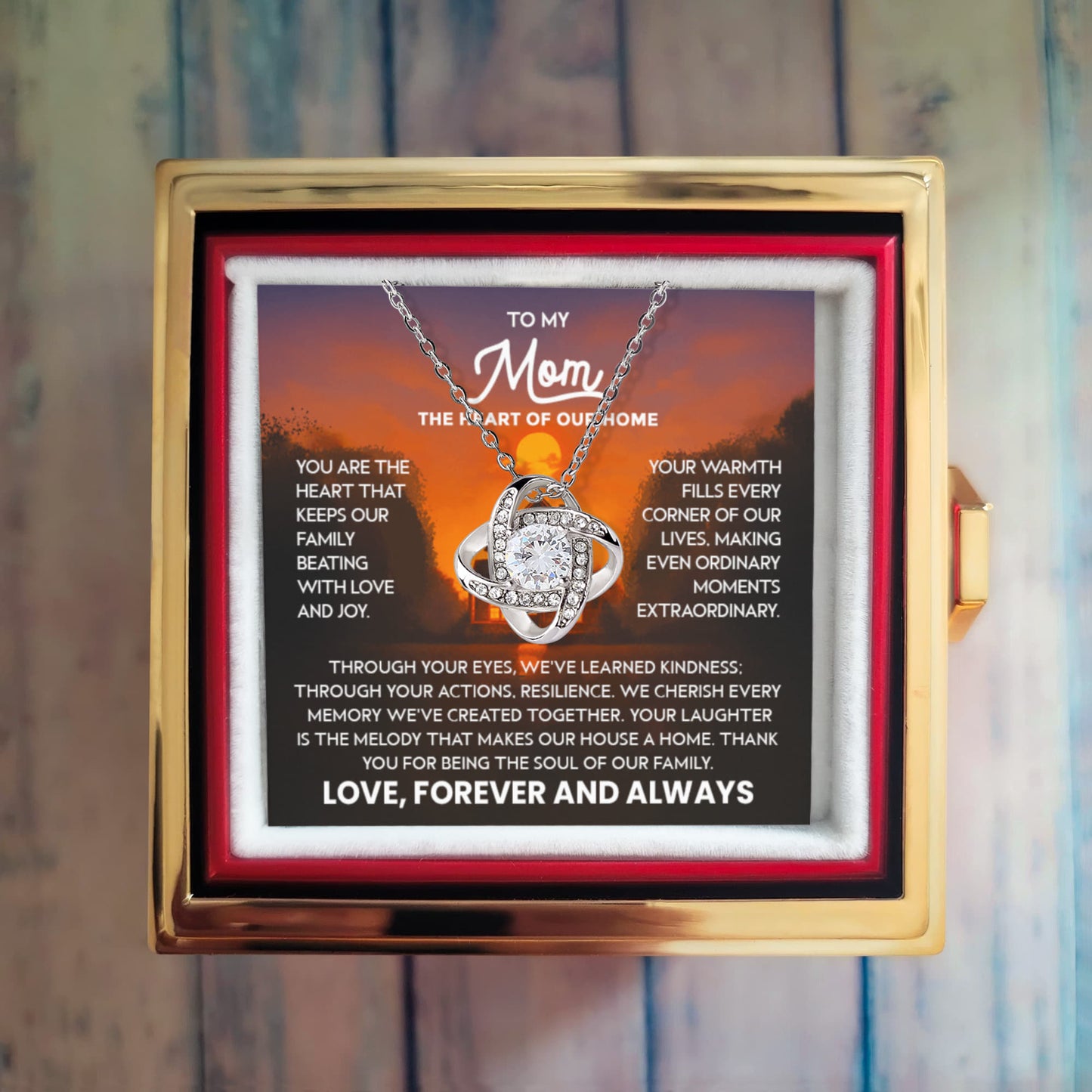 To My Mom Necklace from Daughter and Son – Love Knot Pendant in Luxurious Preserved Rose Gift Box – Mother's Day or Birthday Gift