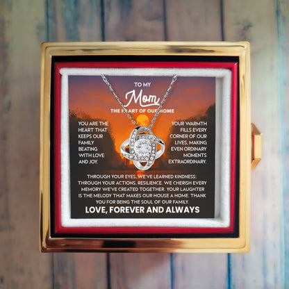To My Mom Necklace from Daughter and Son – Love Knot Pendant in Luxurious Preserved Rose Gift Box – Mother's Day or Birthday Gift