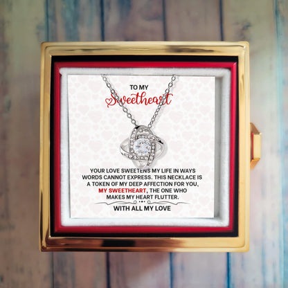 To My Sweetheart Necklace – Romantic Gift for Wife, Partner, or Girlfriend in Luxury Gold Box with Red Rose - for Wedding Anniversary, Birthday, or Christmas