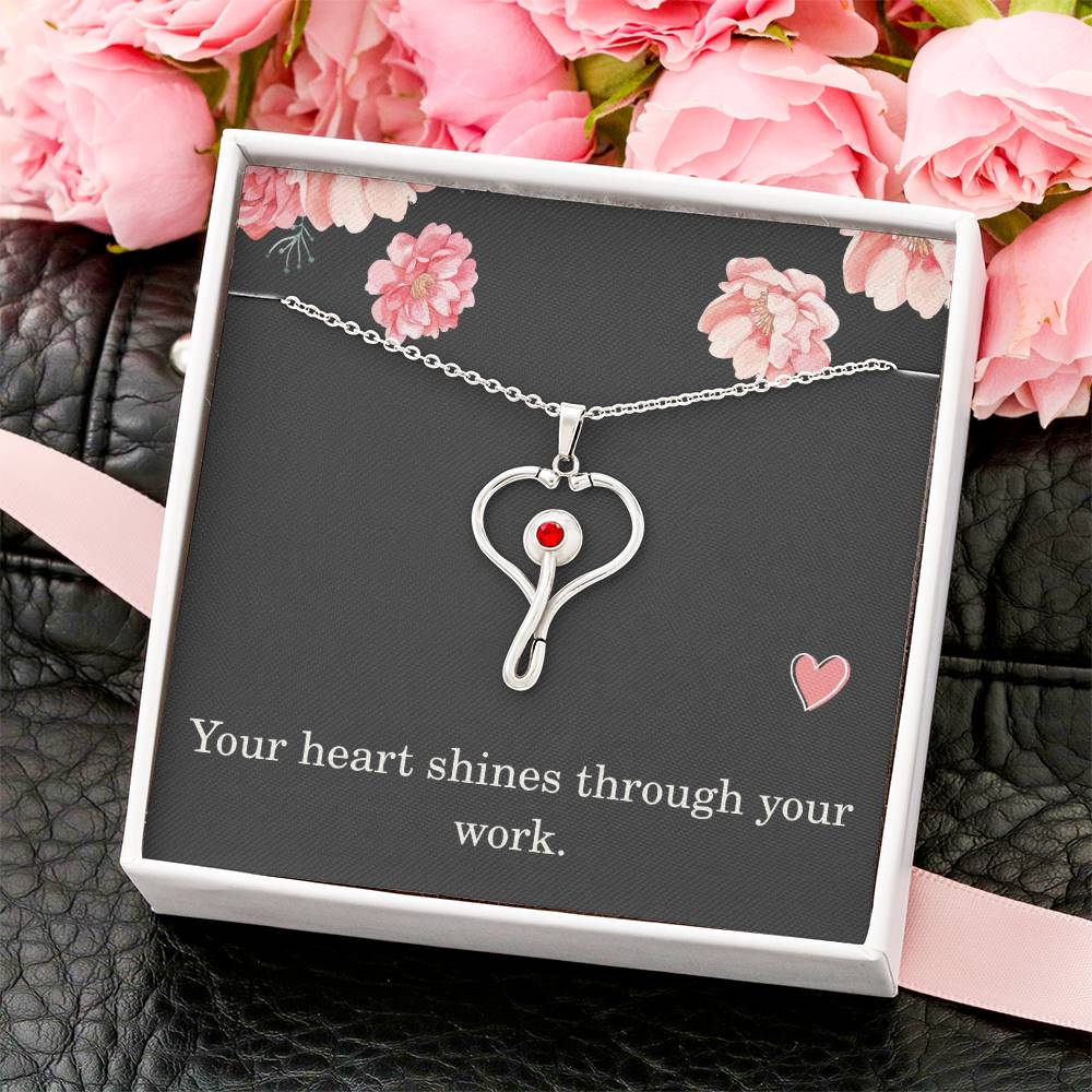 Nurse Necklace Nurse Christmas Gift Nurse Appreciation Gift Nursing Gift Your Heart Shines Through Your Work