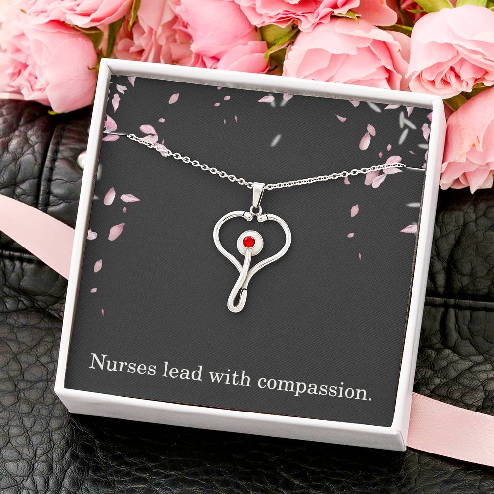 Nurses Lead With Compassion Nurse Necklace Nurse Christmas Gift Nurse Appreciation Gift Nursing Gift