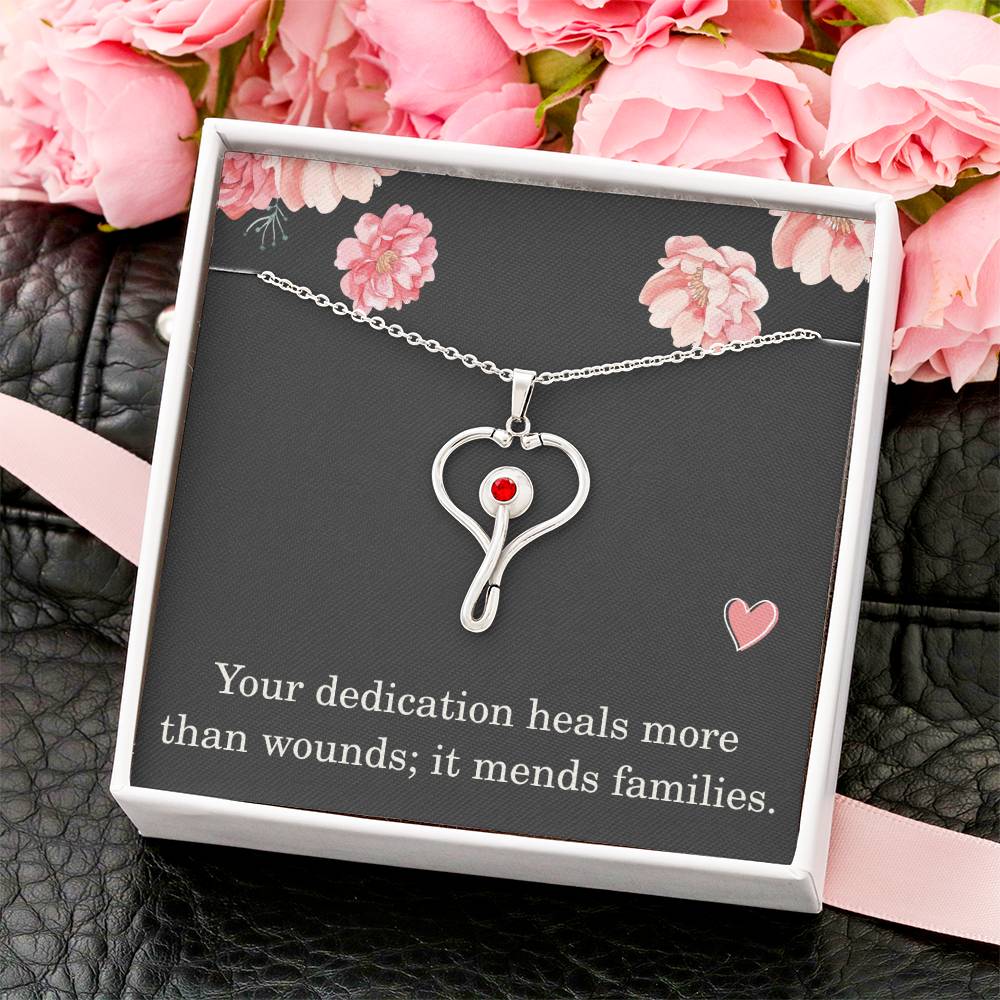 Nurse Necklace Nurse Christmas Gift Nurse Appreciation Gift Nursing Gift Your Dedication Heals More Than Wounds It Mends Families