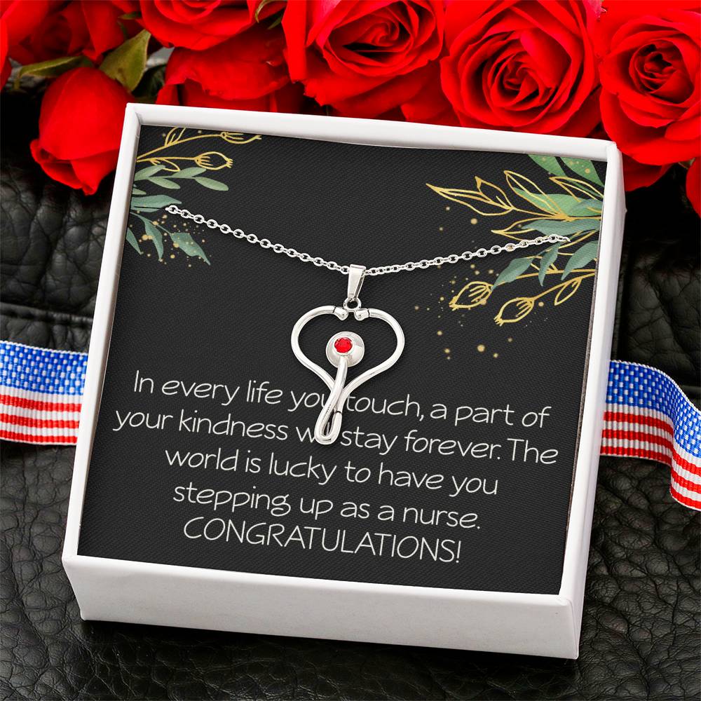 Nursing School Graduation Gift The World Is Lucky to Have You Stepping up As a Nurse Necklace