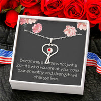 Load image into Gallery viewer, Future Nurse Christmas Gift HeartScope Necklace for Her Stethoscope Necklace Nursing School Graduation Becoming a Nurse Is Who You

