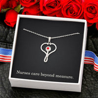Load image into Gallery viewer, Nurses Care Beyond Measure Nurse Necklace Nurse Christmas Gift Nurse Appreciation Gift Nursing Gift
