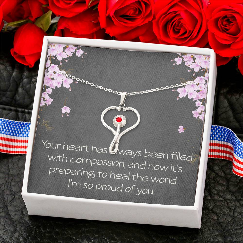 Stethoscope Necklace HeartScope Necklace Nursing School Graduation Gift Medical School Graduate Future Nurse Future Doctor Christmas Gift