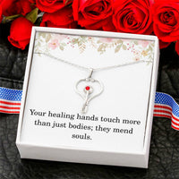 Load image into Gallery viewer, Nurse Necklace Gift for Christmas "Your Healing Hands Touch More Than Just Bodies"
