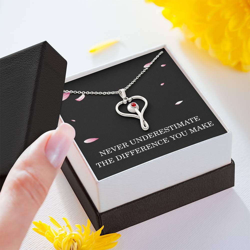 Nurse Necklace Nurse Christmas Gift for Nurse Appreciation Gift HeartScope Necklace for Her Stethoscope Necklace Nursing Team Gift Never Underestimate The Difference You Make