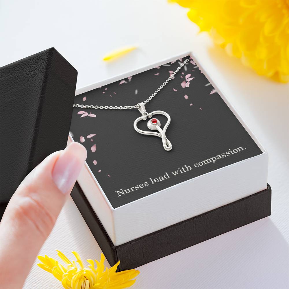 Nurses Lead With Compassion Nurse Necklace Nurse Christmas Gift Nurse Appreciation Gift Nursing Gift