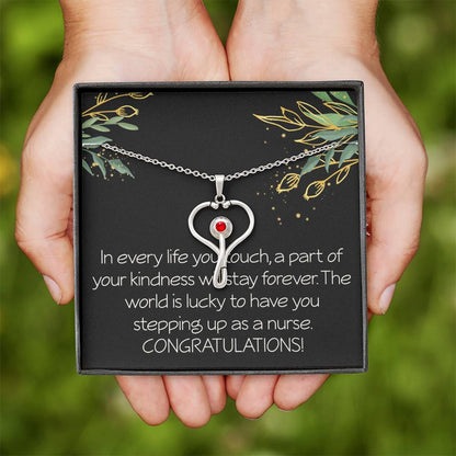 Nursing School Graduation Gift The World Is Lucky to Have You Stepping up As a Nurse Necklace