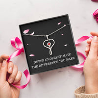 Load image into Gallery viewer, Nurse Necklace Nurse Christmas Gift for Nurse Appreciation Gift HeartScope Necklace for Her Stethoscope Necklace Nursing Team Gift Never Underestimate The Difference You Make
