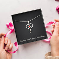Load image into Gallery viewer, Nurses Care Beyond Measure Nurse Necklace Nurse Christmas Gift Nurse Appreciation Gift Nursing Gift
