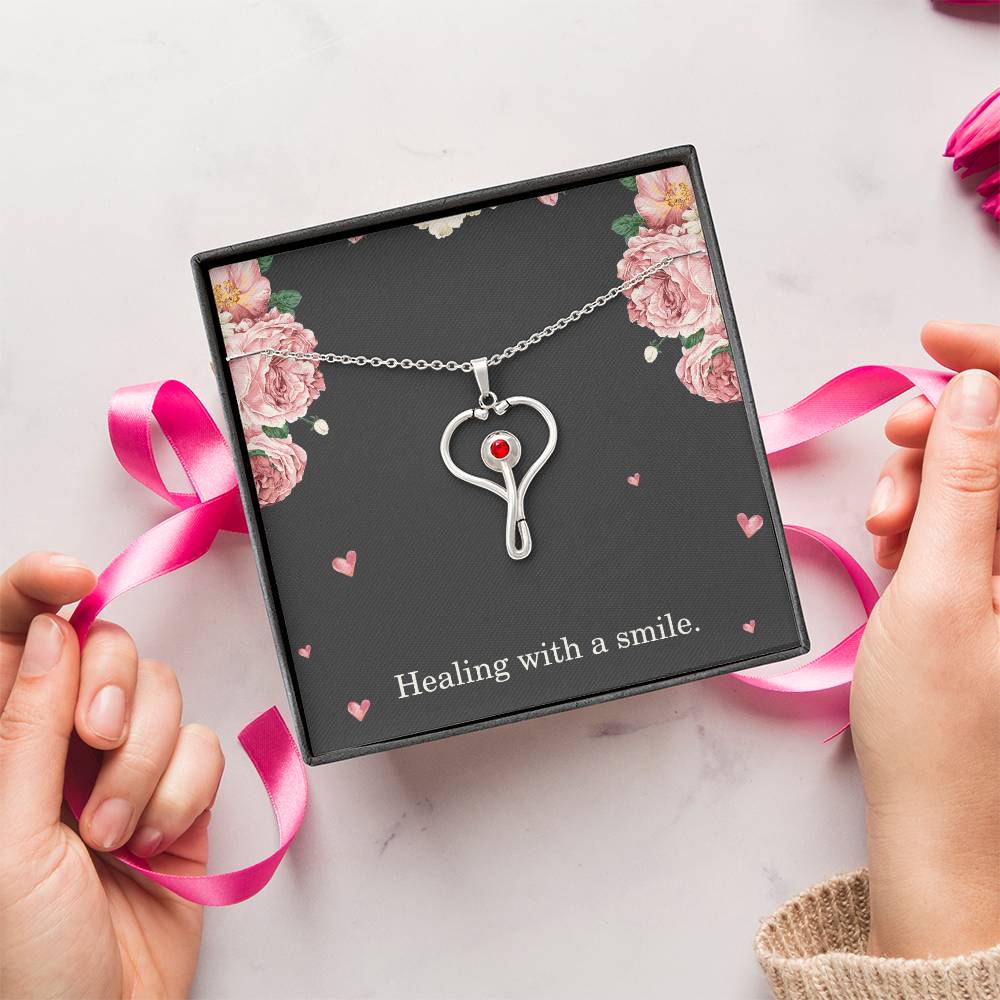 Healing With A Smile Nurse Necklace Nurse Christmas Gift Nurse Appreciation Gift Nursing Gift