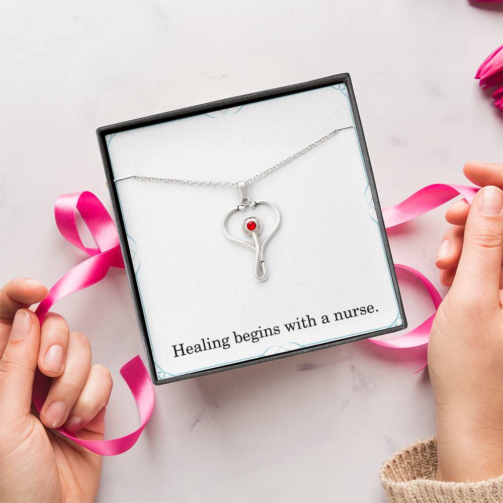 Healing Begins With A Nurse Nurse Necklace Nurse Christmas Gift Nurse Appreciation Gift Nursing Gift