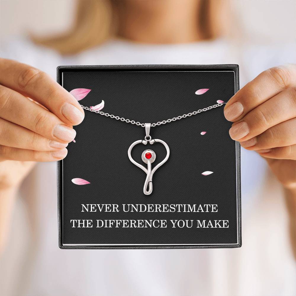Nurse Necklace Nurse Christmas Gift for Nurse Appreciation Gift HeartScope Necklace for Her Stethoscope Necklace Nursing Team Gift Never Underestimate The Difference You Make