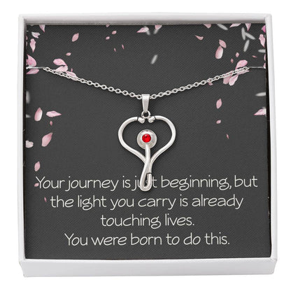 Future Nurse Gifts for Women Necklace HeartScope Necklace for Her Nurse Christmas Gift Nurse Appreciation You Were Born to Do This