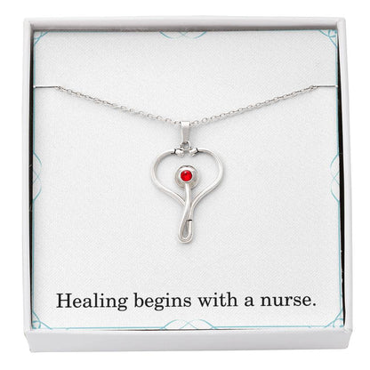 Healing Begins With A Nurse Nurse Necklace Nurse Christmas Gift Nurse Appreciation Gift Nursing Gift