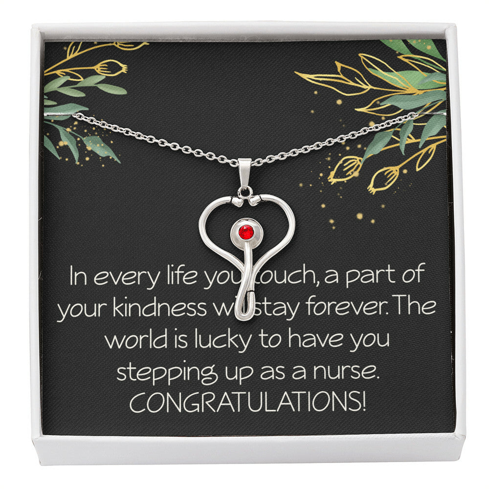 Nursing School Graduation Gift The World Is Lucky to Have You Stepping up As a Nurse Necklace