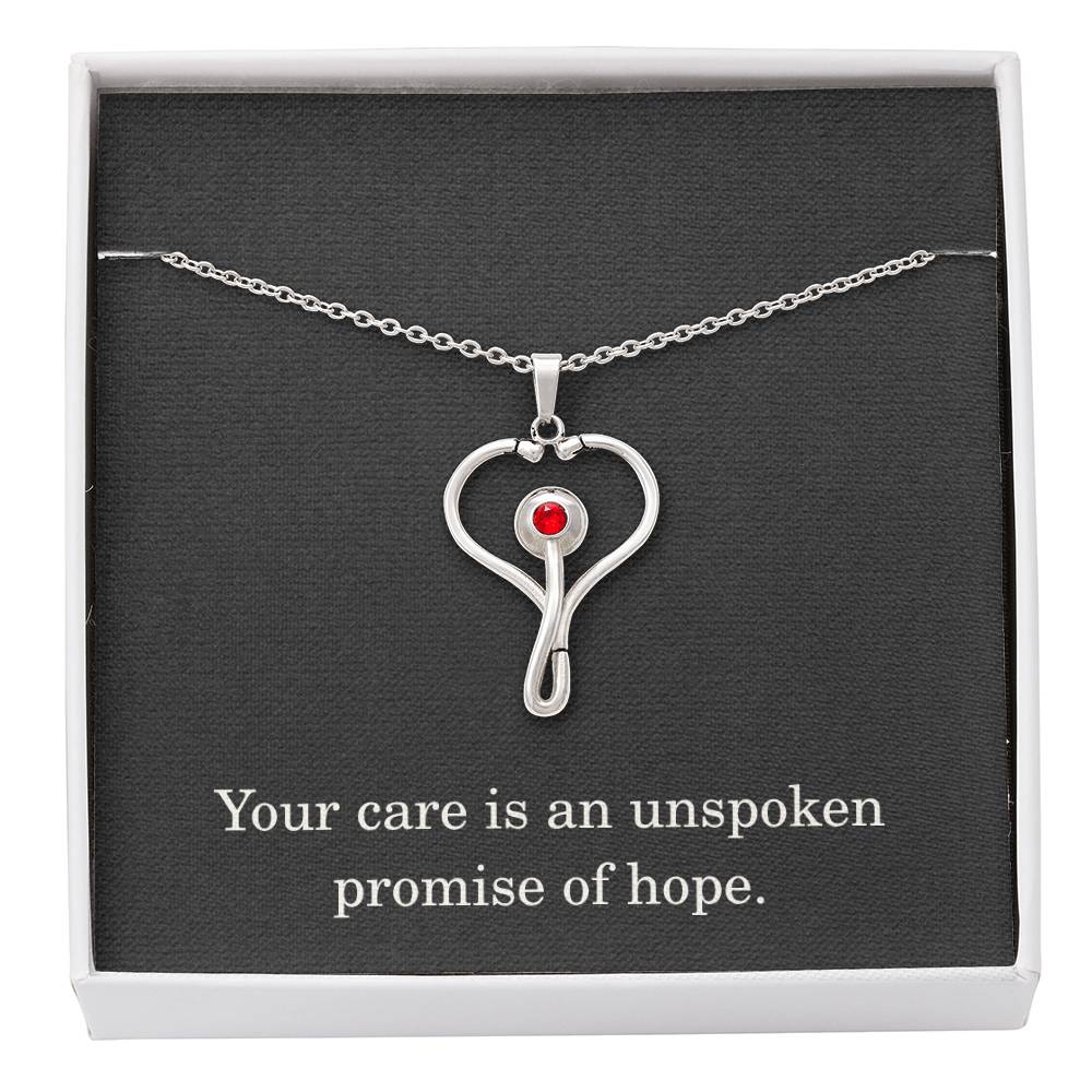 Nurse Necklace Nurse Christmas Gift Nurse Appreciation Gift Nursing Gift Your Care Is An Unspoken Promise Of Hope