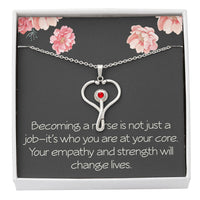 Load image into Gallery viewer, Future Nurse Christmas Gift HeartScope Necklace for Her Stethoscope Necklace Nursing School Graduation Becoming a Nurse Is Who You
