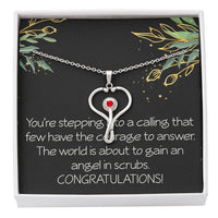 Load image into Gallery viewer, Nurse Graduation Gift Future Nurse Christmas Gift  Stethoscope Necklace The World Is About to Gain an Angel in Scrubs Necklace
