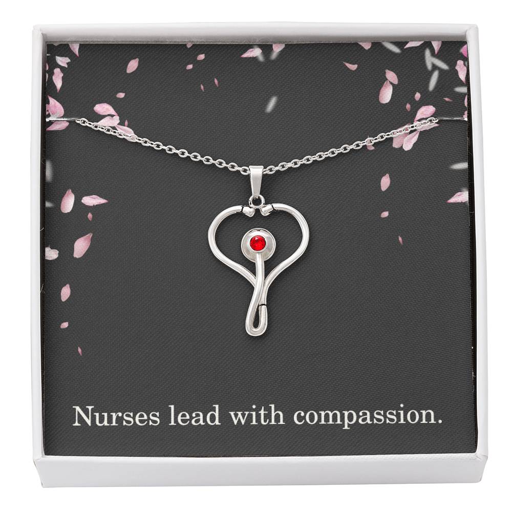 Nurses Lead With Compassion Nurse Necklace Nurse Christmas Gift Nurse Appreciation Gift Nursing Gift
