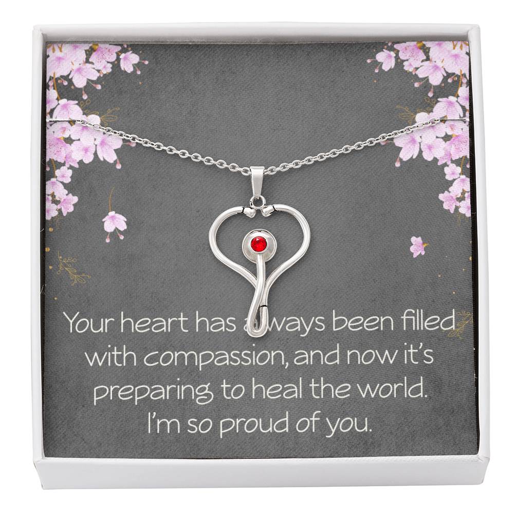 Stethoscope Necklace HeartScope Necklace Nursing School Graduation Gift Medical School Graduate Future Nurse Future Doctor Christmas Gift